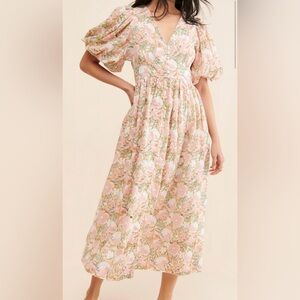Perth Snapdragon Midi Dress - Floral Puff Sleeve Dress